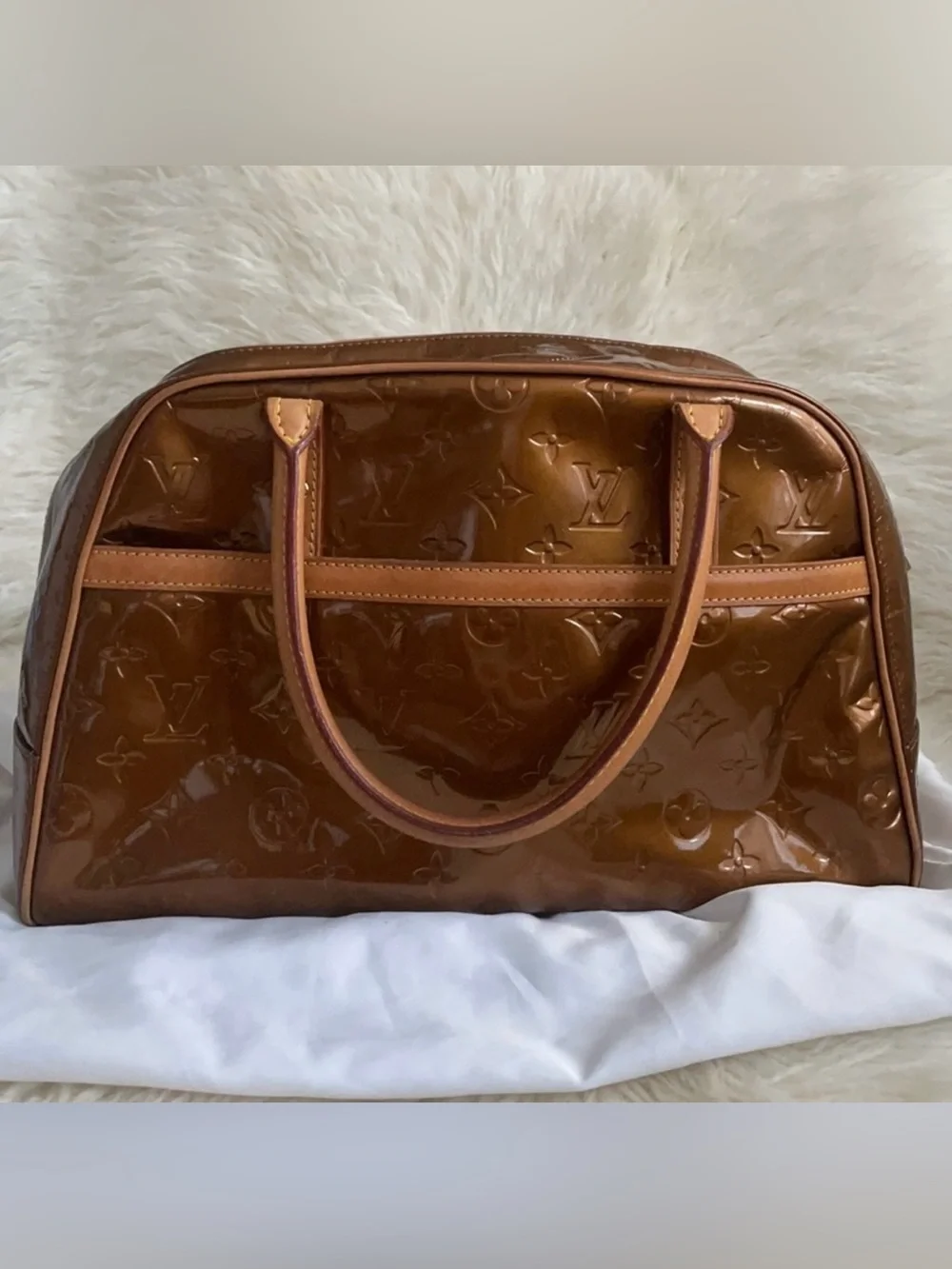 Louis Vuitton Hand Bag Purse Tompkins Square Brown Vernis Authentic